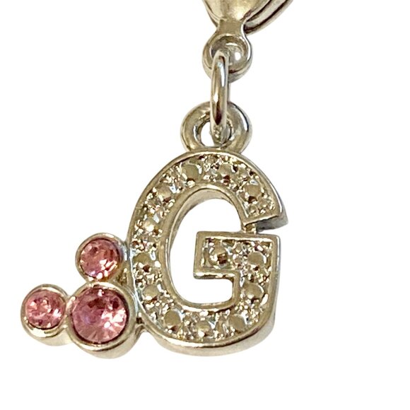Vintage Disney Pink Crystal Mickey Mouse Ears Charm Clip On Initial Letter G - Picture 4 of 10